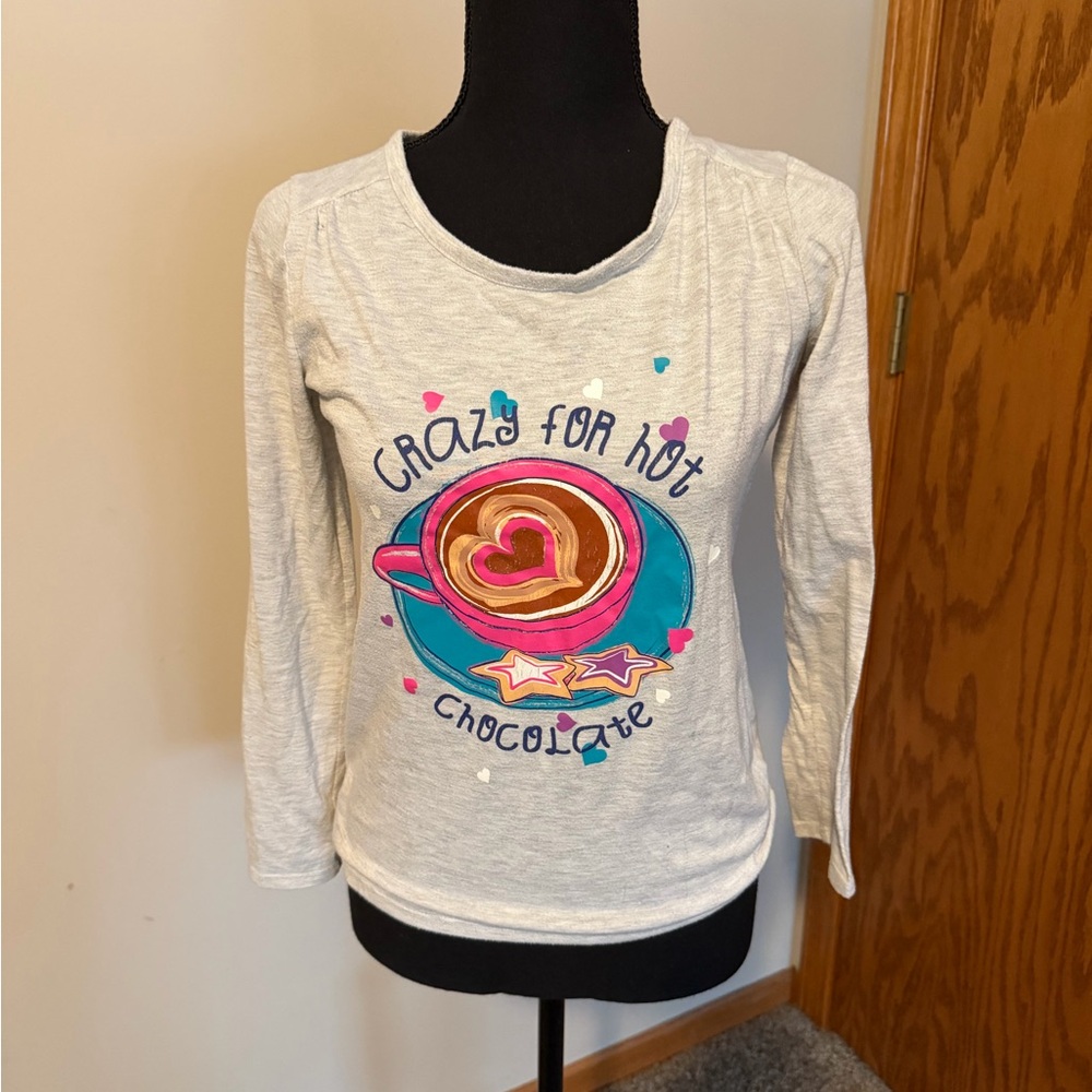 Xhilaration Gray Long Sleeve Shirt with Hot Chocolate Graphic